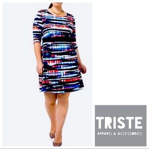 Triste Thin Jersey Knit Fit & Flare Office Weekend Casual Stretchy Chelsea Dress